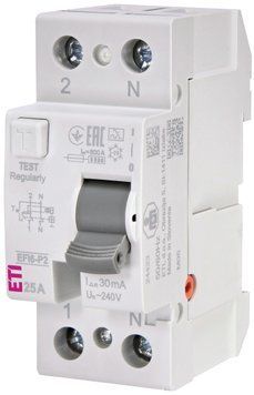Реле диференційне ПЗВ 2р EFI6-P2 A 25/0,03 тип A (6kA) ETI 2061261 2061261 фото