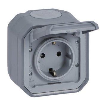 Розетка з заземленням накладна сіра IP55 Plexo Legrand 069733L 069733L фото