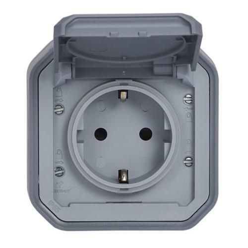 Розетка з заземленням накладна сіра IP55 Plexo Legrand 069733L 069733L фото