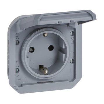 Розетка з заземленням механізм сірий IP55 Plexo Legrand 069571L 069571L фото