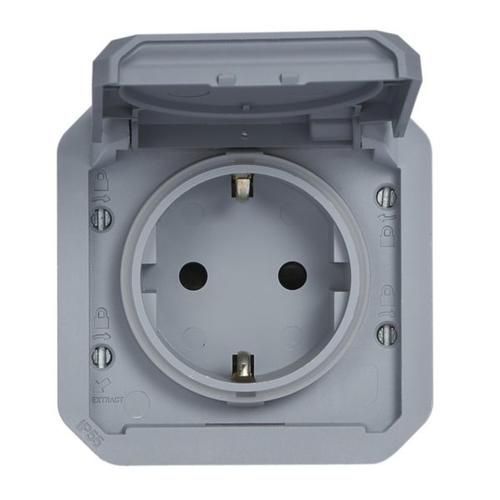 Розетка с заземлением механизм серый IP55 Plexo Legrand 069571L 069571L фото