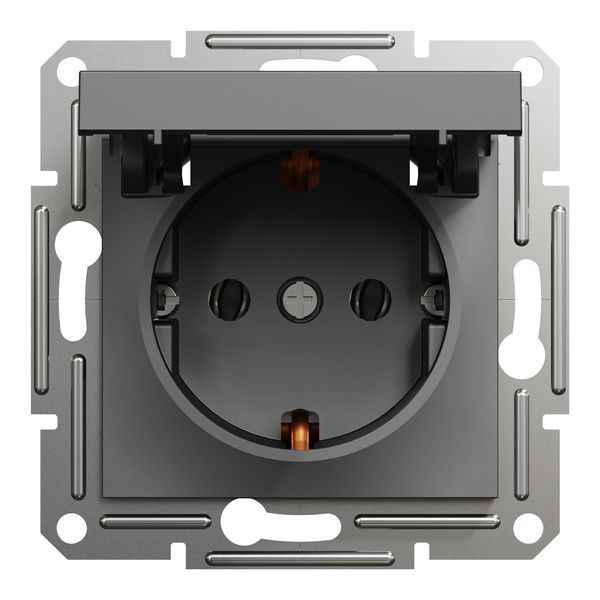 Розетка з з/к та кришкою антрацит Asfora Schneider Electric EPH3100171 EPH3100171 фото