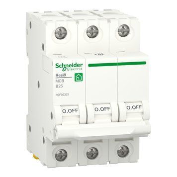 Автоматический выключатель Resi9 3 полюса 25А B 6kA Schneider Electric R9F02325 R9F02325 фото