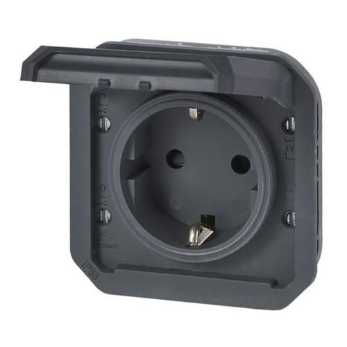 Розетка с заземлением механизм антрацит IP55 Plexo Legrand 069839L 069839L фото