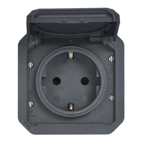 Розетка с заземлением механизм антрацит IP55 Plexo Legrand 069839L 069839L фото