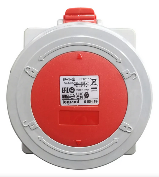 Розетка панельная 32A 3К+Н+З 415В IP67 P17 Tempra Pro 555489 555489 фото