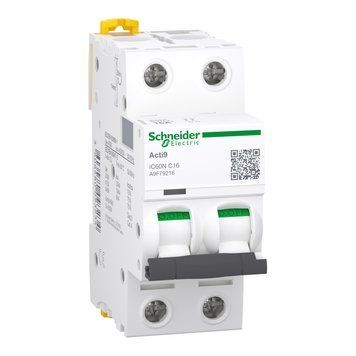Автоматичний вимикач Acti9 iC60N 2 полюси 16А C 6kA Schneider Electric A9F79216 A9F79216 фото