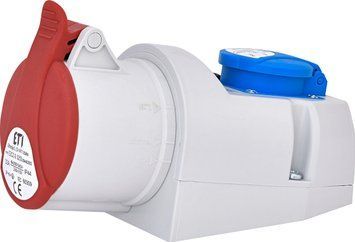 Розетка комбинированная EZCZ-S-3253 32A, 400V/230V, 3P+N+PE/EE 16S Schuko IP44 ETI 4482053 4482053 фото