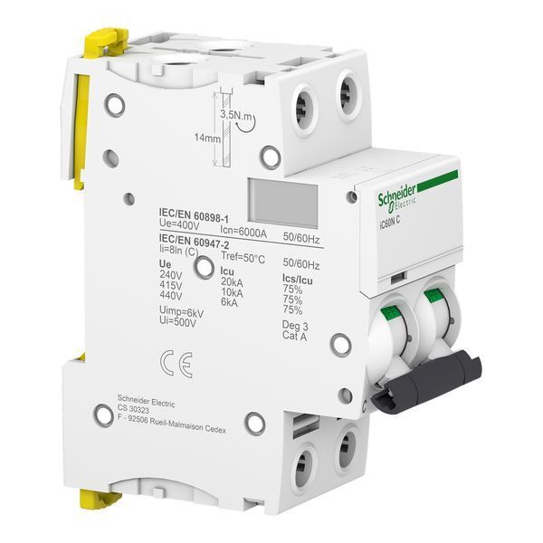 Автоматический выключатель Acti9 iC60N 2 полюса 20А C 6kA Schneider Electric A9F79220 A9F79220 фото