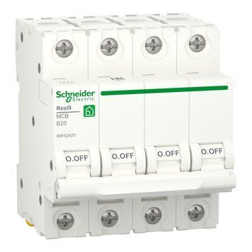 Автоматический выключатель Resi9 4 полюса 25А B 6kA Schneider Electric R9F02425 R9F02425 фото