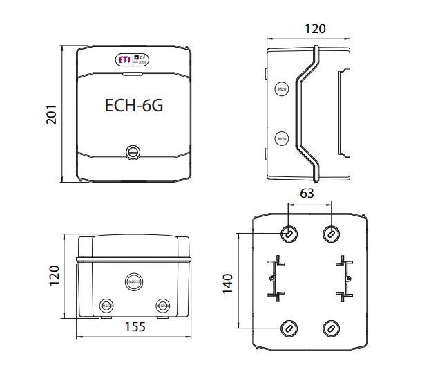 Щит 6 модулей ECH 6G IP65 накладной ETI 1101176 1101176 фото