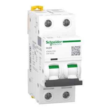 Автоматичний вимикач Acti9 iC60N 2 полюси 50А C 6kA Schneider Electric A9F79250 A9F79250 фото