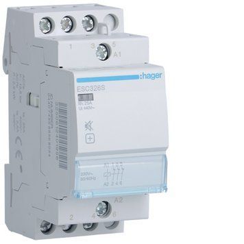 Контактор безшумный 25A, 3НЗ, 230В, Hager ESC326S ESC326S фото
