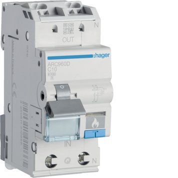 Автоматичний вимикач з дуговим захистом AFDD 1P+N 10A C 6kA Hager ARC960D ARC960D фото