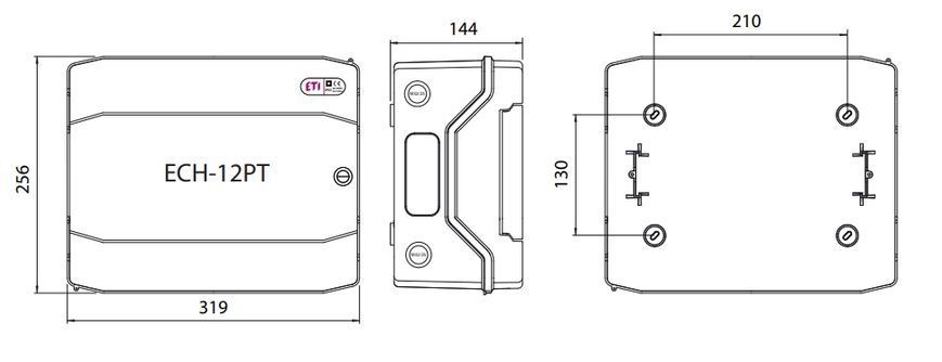 Щит 12 модулей ECH 12PT IP65 накладной ETI 1101062 1101062 фото