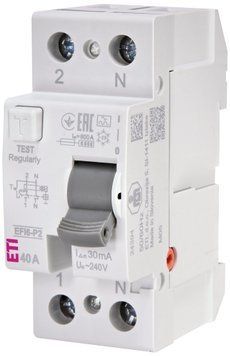 Реле диференційне ПЗВ 2р EFI6-P2 A 40/0.03 тип A (6kA) ETI 2061262 2061262 фото