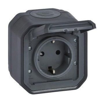 Розетка з заземленням накладна антрацит IP55 Plexo Legrand 069783L 069783L фото