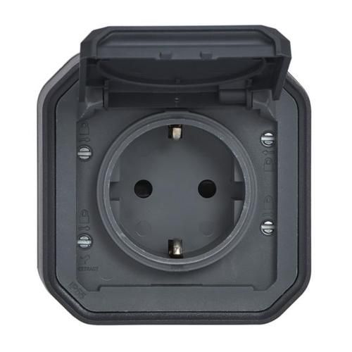 Розетка з заземленням накладна антрацит IP55 Plexo Legrand 069783L 069783L фото
