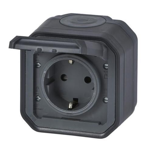 Розетка з заземленням накладна антрацит IP55 Plexo Legrand 069783L 069783L фото