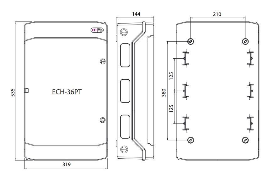 Щит 36 модулів ECH 36PT IP65 накладний ETI 1101064 1101064 фото