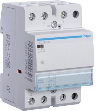 Контактор безшумний 40A, 3НВ, 230В, Hager ESC340S ESC340S фото