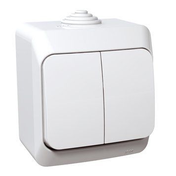 Вимикач 2-клавішний IP44 білий Cedar Plus Schneider Electric WDE000550 WDE000550 фото