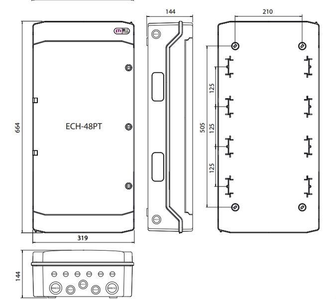 Щит 48 модулів ECH 48PT IP65 накладний ETI 1100304 1100304 фото