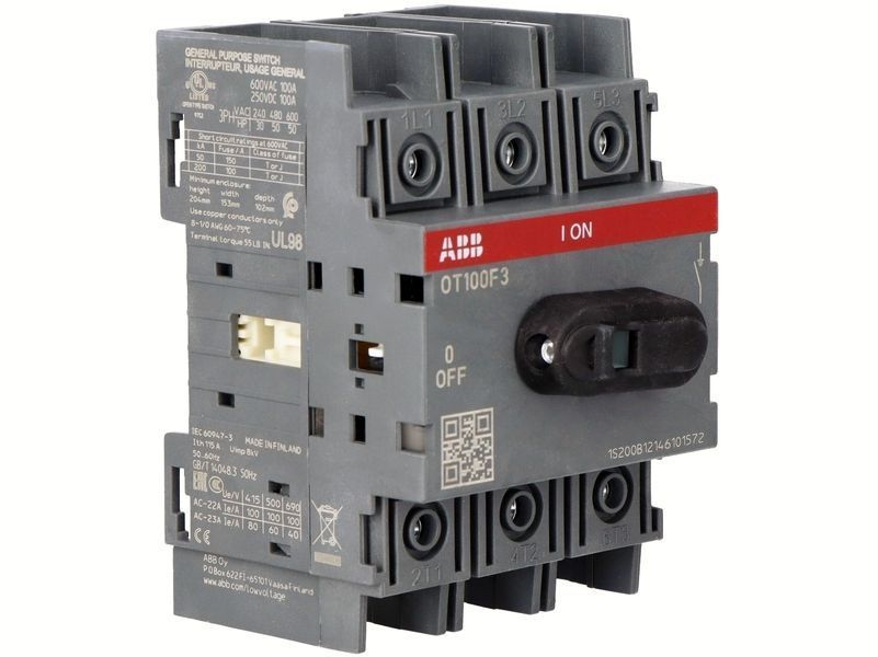 OT100F3 Выключатель нагрузки I-0, 3 полюса 100А, ABB 1SCA105004R1001 1SCA105004R1001 фото