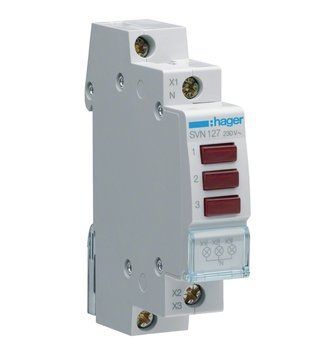 Індикатор потрійний LED 230В три червоних Hager SVN127 SVN127 фото