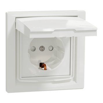 Розетка с з/к крышкой и шторками IP44 Asfora Schneider Electric EPH3100321 EPH3100321 фото