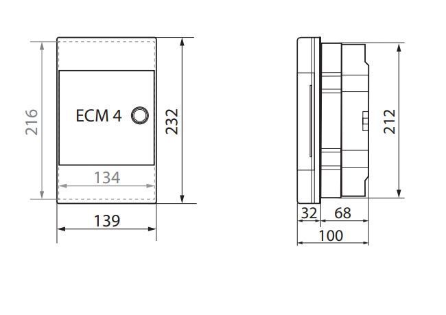 Щит 4 модуля ECM4PT встраиваемый прозрачніе двери ETI 1100142 1100142 фото
