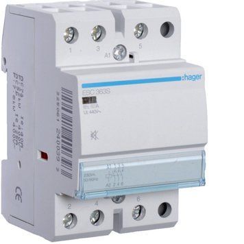 Контактор безшумний 63A, 3НВ, 230В, Hager ESC363S ESC363S фото