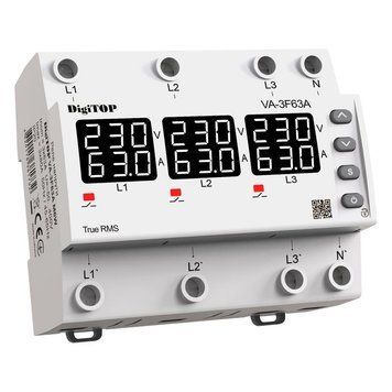 Трифазне реле напруги з контролем струму VA-3F63A M6W DigiTop VA-3F63A M6W фото