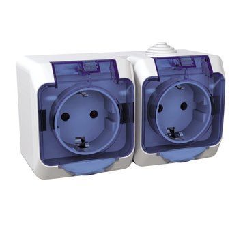 Розетка подвійна з заземленням IP44 з прозорою кришкою біла Cedar Plus Schneider Electric WDE000525 WDE000525 фото