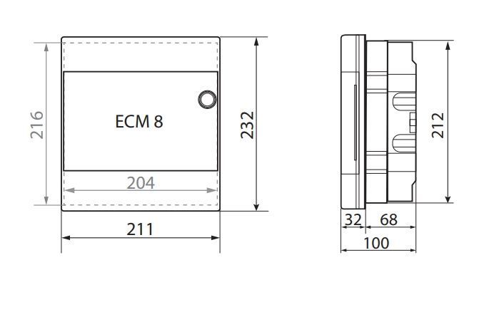 Щит 8 модулей ECM8PT встраиваемый прозрачная дверь ETI 1101010 1101010 фото