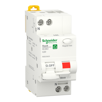 Диф. автомат Resi9, 1P+N, 20A 30mA C, тип AC 6kA Schneider Electric R9D25620 R9D25620 фото