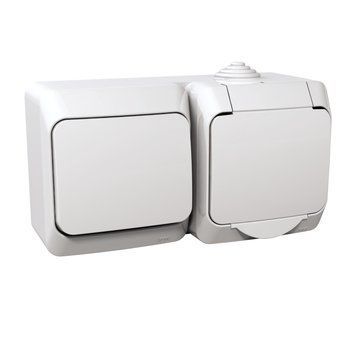 Розетка з заземленням + вимикач IP44 білий Cedar Plus Schneider Electric WDE000500 WDE000500 фото