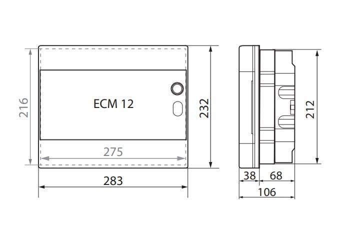 Щит 12 модулей ECM12PO встраиваемый белая дверь ETI 1101015 1101015 фото