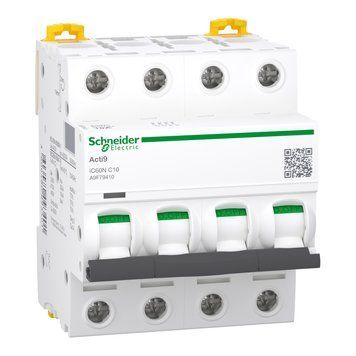 Автоматический выключатель Acti9 iC60N 4 полюса 10А C 6kA Schneider Electric A9F79410 A9F79410 фото