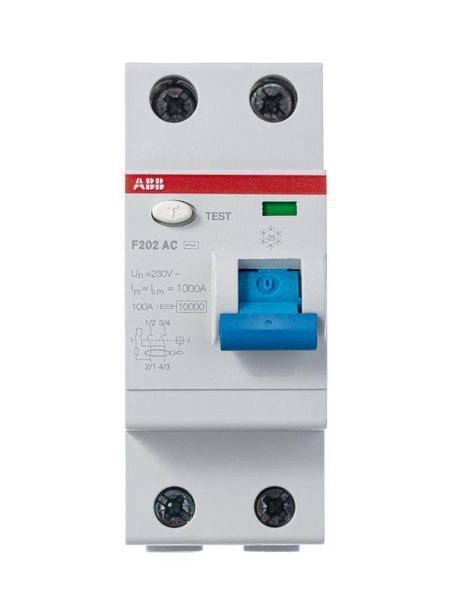 УЗО F202AC-25/0,03 2 полюса 25A 30mA тип AC 10kA ABB 2CSF202001R1250 2CSF202001R1250 фото