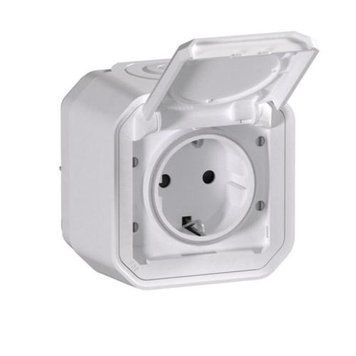 Розетка з заземленням накладна біла IP55 Plexo Legrand 069771L 069771L фото