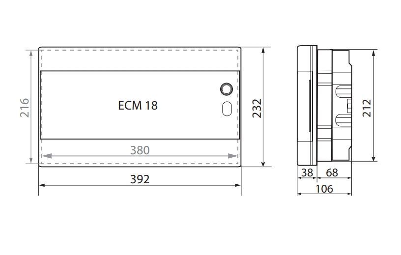 Щит 18 модулей ECM18PT встраиваемый прозрачная дверь ETI 1101018 1101018 фото