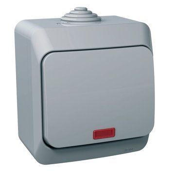 Вимикач з підсвіткою 1-клавішний IP44 сірий Cedar Plus Schneider Electric WDE000614 WDE000614 фото