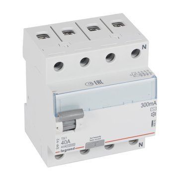 Реле дифференциальное Tx3 4 полюса 40A 300mA тип AC 6kA Legrand 403043 403043 фото