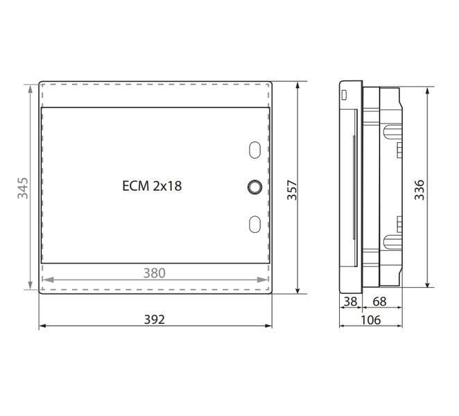 Щит 36 модулей ECМ2x18PO встраиваемый белая дверь ETI 1101084 1101084 фото