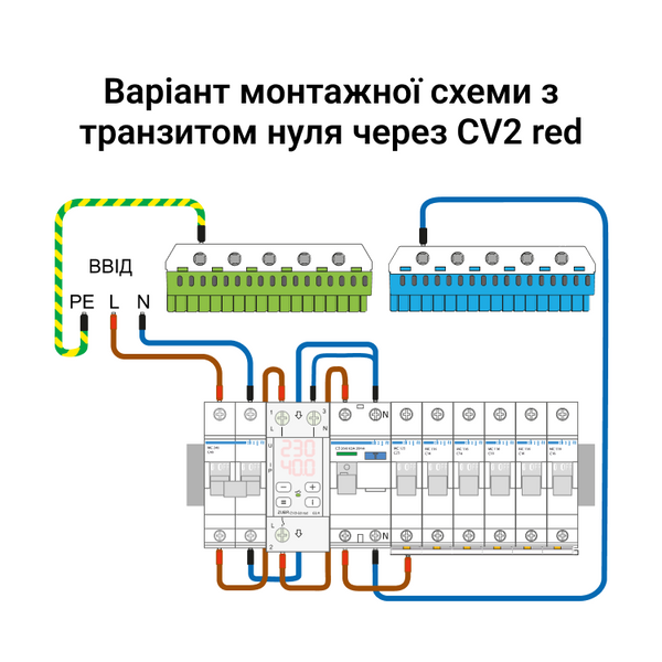 Реле напряжения с контролем тока ZUBR CV2-63 red 4820120222184 фото