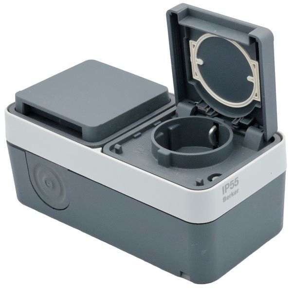 Розетка двойная с заземлением накладная серая IP55 W.1 Berker 47843515 47843515 фото