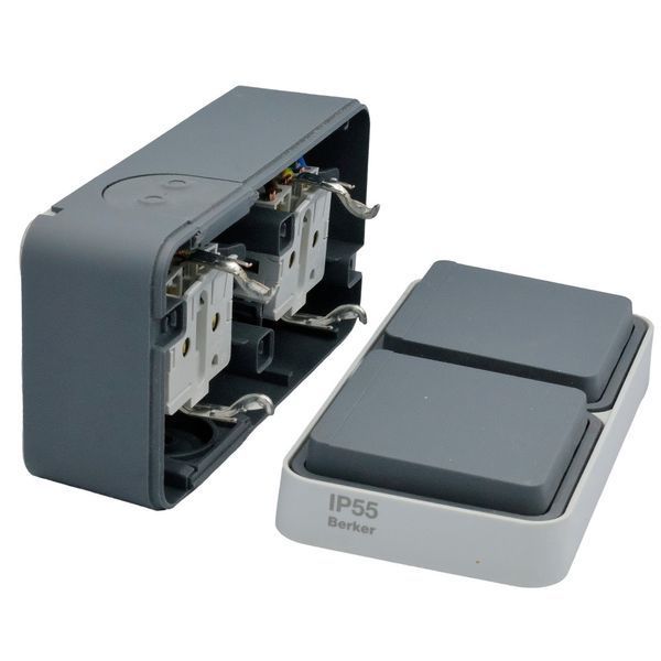 Розетка двойная с заземлением накладная серая IP55 W.1 Berker 47843515 47843515 фото