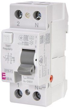 Реле диференційне ПЗВ 2р EFI6-P2 A 80/0.03 тип A (6kA) ETI 2061264 2061264 фото