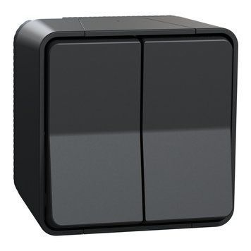 Переключатель 2-клавишный накладной Mureva Styl IP55 черный MUR35022 MUR35022 фото